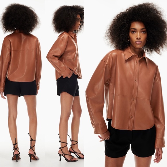 NEW!! Aritzia Babaton Vegan Leather Pelli Hip Shacket sz XXL - Picture 2 of 9